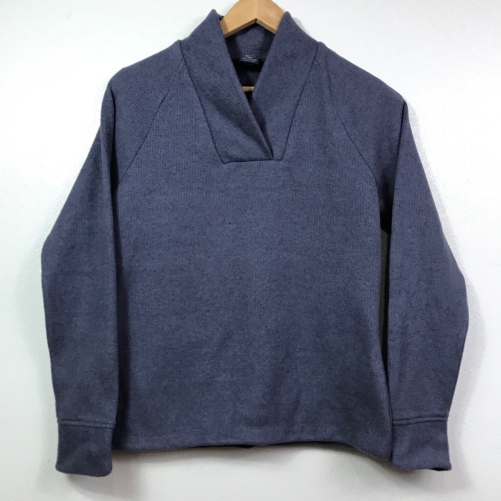 REI BLUE WOMEN’S V- NECK LG-SLEEVE FLEECE SWEATER